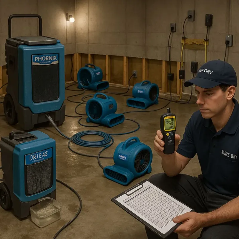 Structural Drying and Dehumidification process in La Mirada, CA